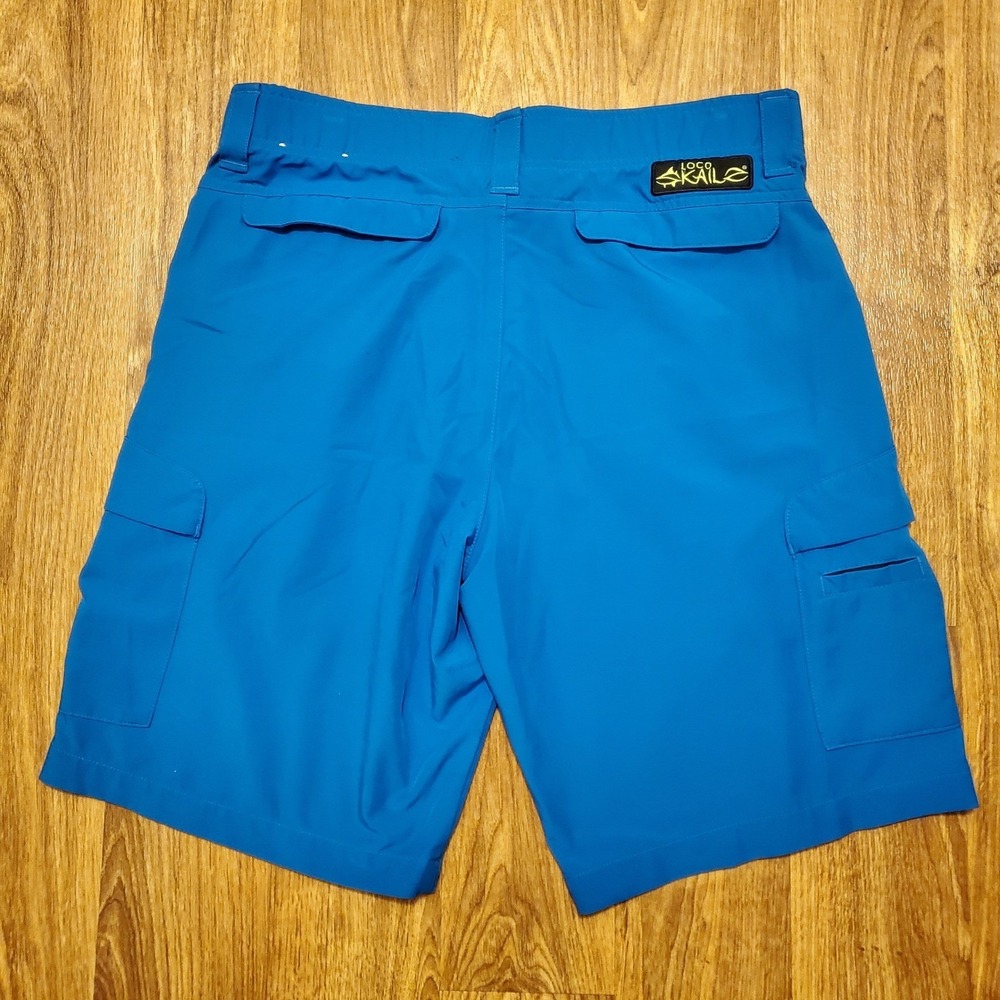 Loco Skailz Shorts Men 32 Blue Performance Fishing‎ Hiking Stretch Pockets - Picture 2 of 7
